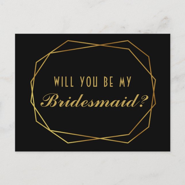 Eleganter Art Deko Werden Sie meine Bridesmaid-Kar Einladungspostkarte (Vorderseite)