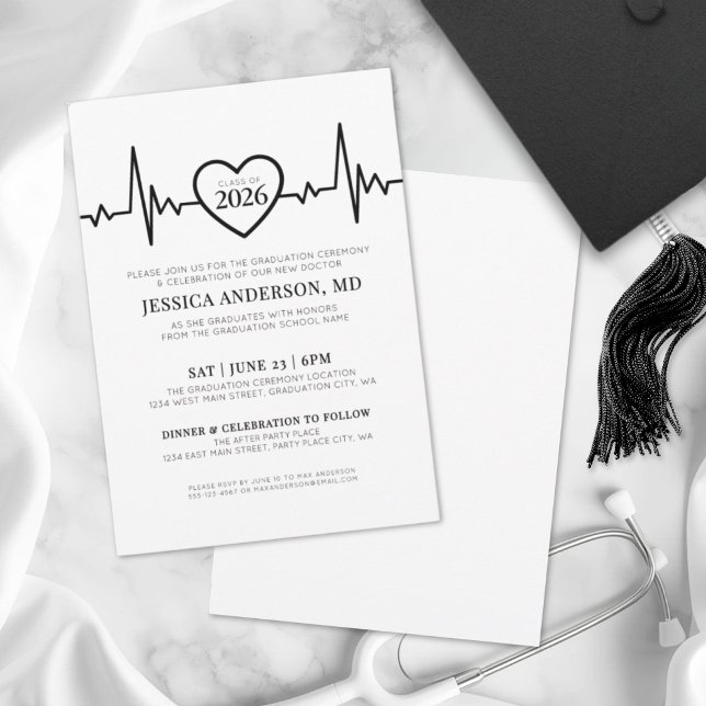 Eleganter Arzt Medical Nursing School Abschluss Einladung (Elegant Doctor Medical Nursing School Graduation Invitation)