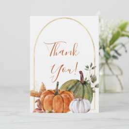 Eleganter Autumn Floral Pumpkin Dankeschön Card Dankeskarte