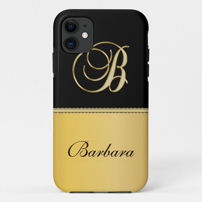 Eleganter "B" Monogramm Personalisierter Name Schw Case-Mate iPhone Hülle (Rückseite)