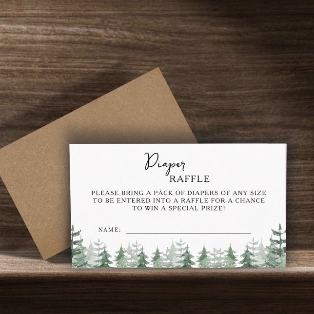 Eleganter Baby Dusche Wasserfarben Pine-Tree Winte Begleitkarte (Von Creator hochgeladen)