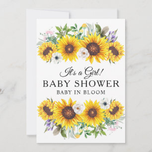 Eleganter Babydusche Gelbe Sonnenblume Blume Invit Einladung