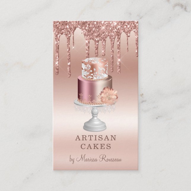 Eleganter Baker Konditorei Koch Rose Gold Glitzer  Visitenkarte (Vorderseite)