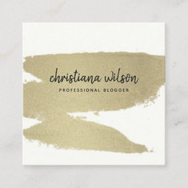 ELEGANTER BALGOLD SCHWARZ BRUSH STROKE CALLIGRAPHI QUADRATISCHE VISITENKARTE