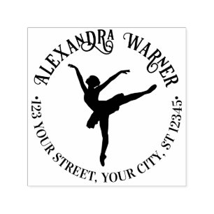 Eleganter Ballet Dancer auf Pointe Name Address Permastempel