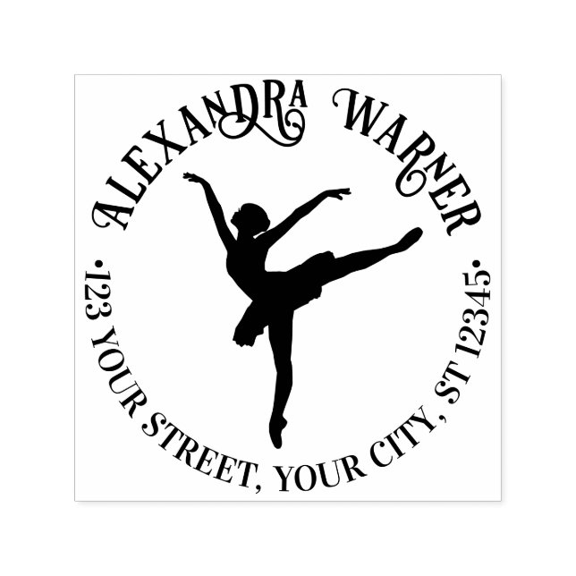 Eleganter Ballet Dancer auf Pointe Name Address Permastempel (Design)