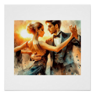 Eleganter Ballsaal-Tanz im Sonnenuntergang, Poster