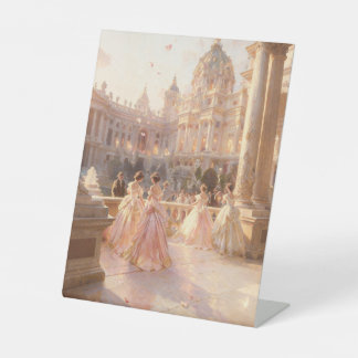 Eleganter Ballsaal - Vintage-Ölgemälde-Schreibtisc Sockelschild