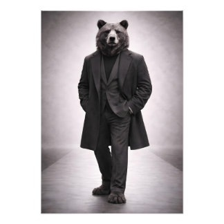 Eleganter Bär in klassischem dunklem Anzugporträt Fotodruck