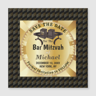 Eleganter Bar-Mizwa-Tefillin-Goldmagnet - Termin v Magnetkarte