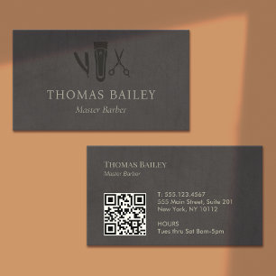 Eleganter Barberladen, Friseurstylist QR Code Visitenkarte