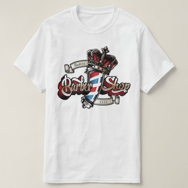 Eleganter Barberpol und Crown Personalize T - Shir T-Shirt (Design vorne)