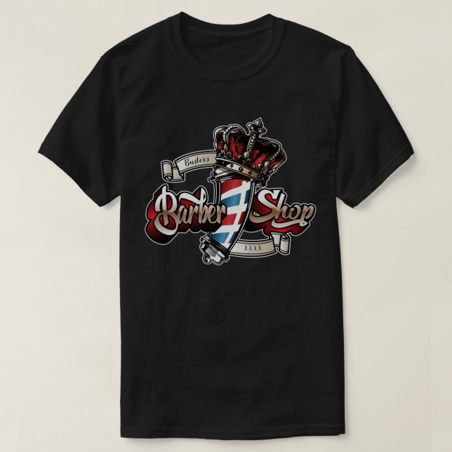 Eleganter Barberstab und Kronen personalisieren T-Shirt (Design vorne)