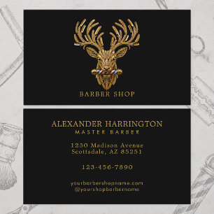 Eleganter Barbier Shop Goldhirsch Barbierstangen Visitenkarte