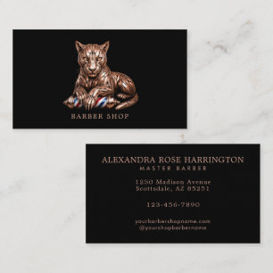 Eleganter Barbier Shop Roségold-Panther-Barbiersta Visitenkarte