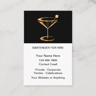Eleganter Barkeeper zur Miete Visitenkarte