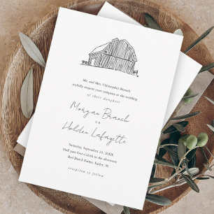 Eleganter Barn Black and White Rustic Wedding Magneteinladung