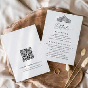 Eleganter Barn Details QR Code Hochzeit Begleitkarte