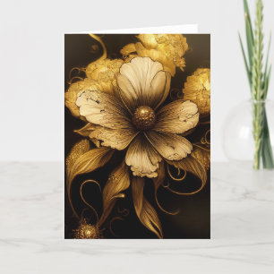 Eleganter Barock Black & Gold Floral Notecard Dankeskarte