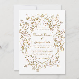 Eleganter Barock Gold Verzierter Rahmen Hochzeit Einladung