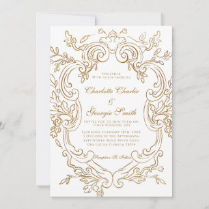 Eleganter Barock Gold Verzierter Rahmen Hochzeit Einladung