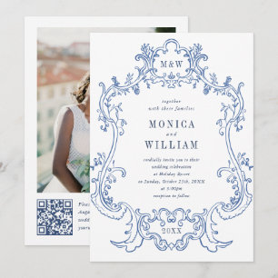 Eleganter Barock Staublila Bilderrahmen Hochzeitsf Einladung