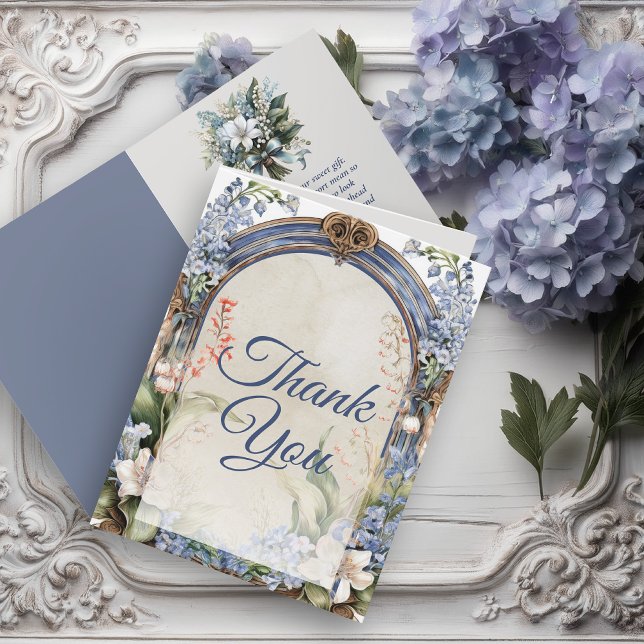 Eleganter Barockblumenbogen Vielen Dank Dankeskarte (Elegant Baroque Floral Arch Thank You Folded Card)