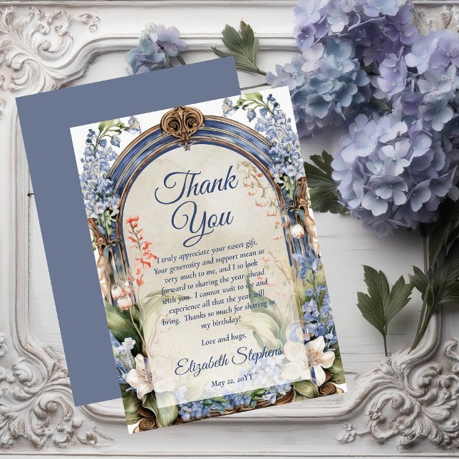Eleganter Barockblumenbogen Vielen Dank Dankeskarte (Elegant Baroque Floral Arch Thank You Flat Card)