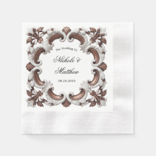 Eleganter barocker Hochzeitsrahmen Serviette