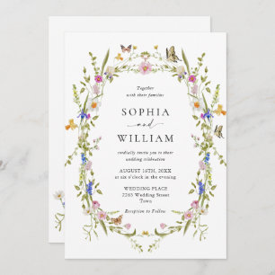 Eleganter Barockgarten Hochzeit der Blumen Einladung