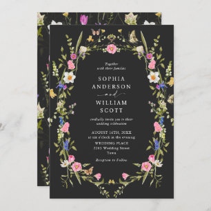 Eleganter Barockgarten Hochzeit der Blumen Einladung