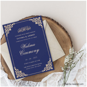 Eleganter Barockrahmen Königlich Blau Walima Zerem Einladung