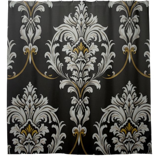 Eleganter Baroque Damask Duschvorhang (Vorderseite)