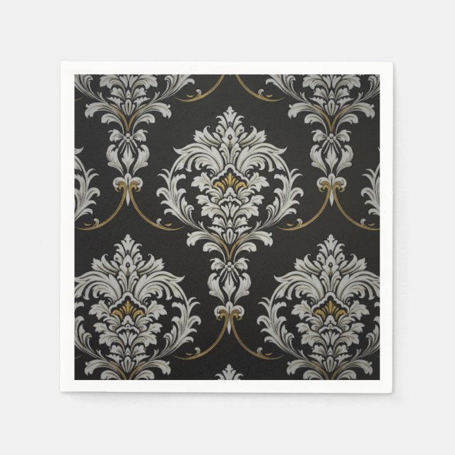 Eleganter Baroque Damask Serviette (Vorderseite)