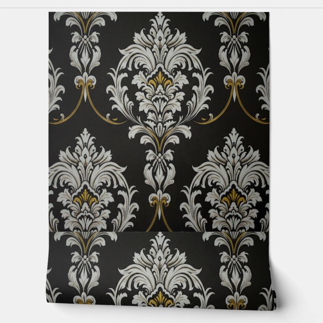 Eleganter Baroque Damask Tapete (Abrollen)