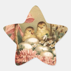 ELEGANTER BASKET,KIKEN,BLUME UND OSTEREIER Stern-Aufkleber