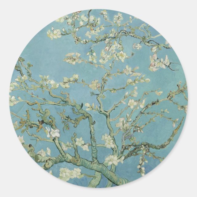 Eleganter Baum "Almond Blossom" Runder Aufkleber (Vorderseite)