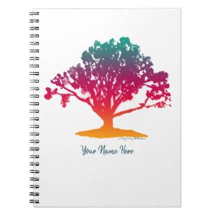 Eleganter Baum Aquarelleiche Monogramm Notizblock