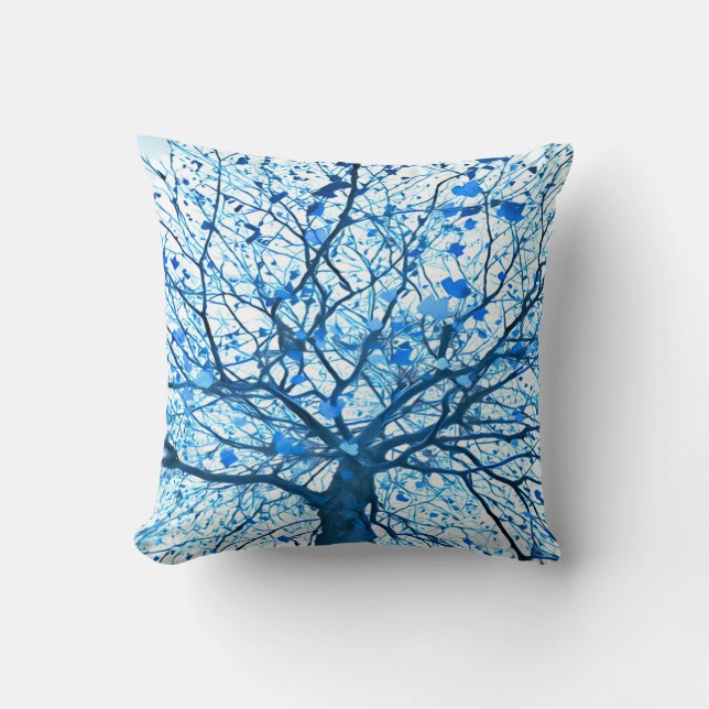 Eleganter Baum (blau) Kissen (Vorderseite)