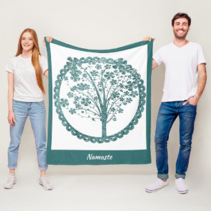 Eleganter Baum des Lebens Blauer Glitzer Namaste Fleecedecke