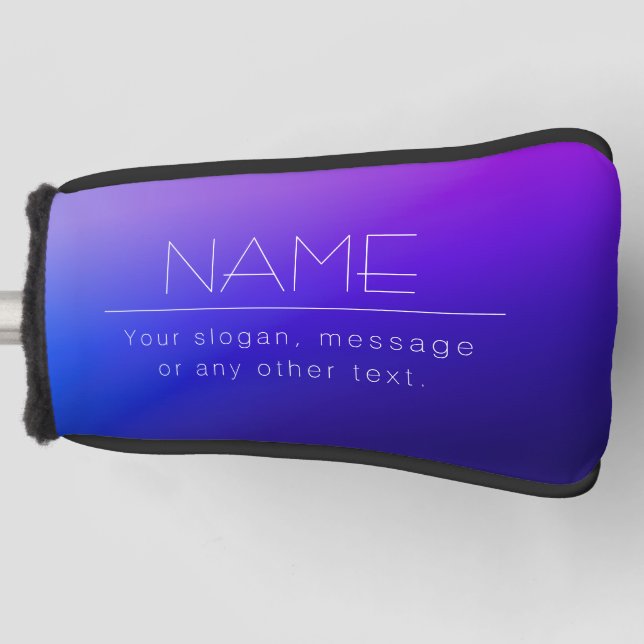 Eleganter bearbeitbarer Text und moderne Lila Farb Golf Headcover (Vorderseite)