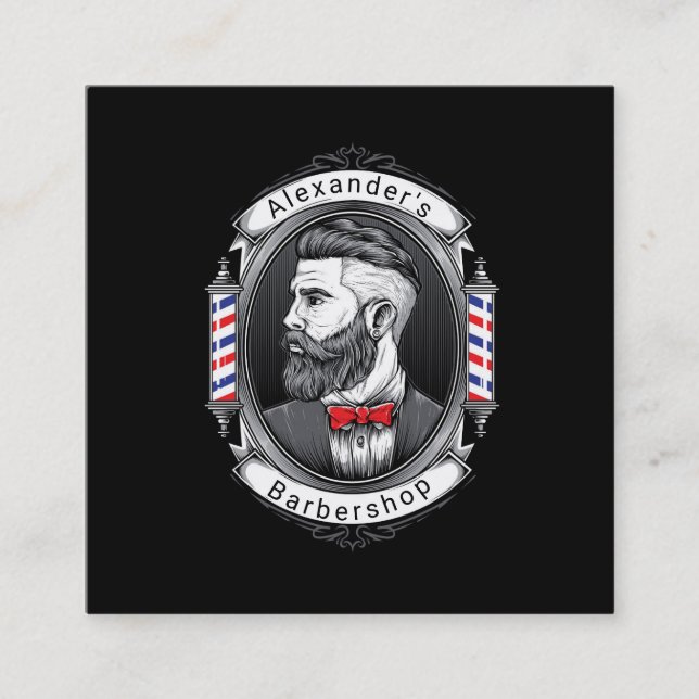 Eleganter Bearded Man Square Quadratische Visitenkarte (Vorderseite)