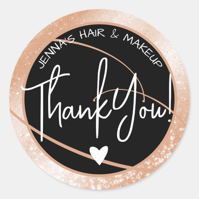 Eleganter Beauty Favor Labels Stilvoller Peach Gli Runder Aufkleber (Vorderseite)