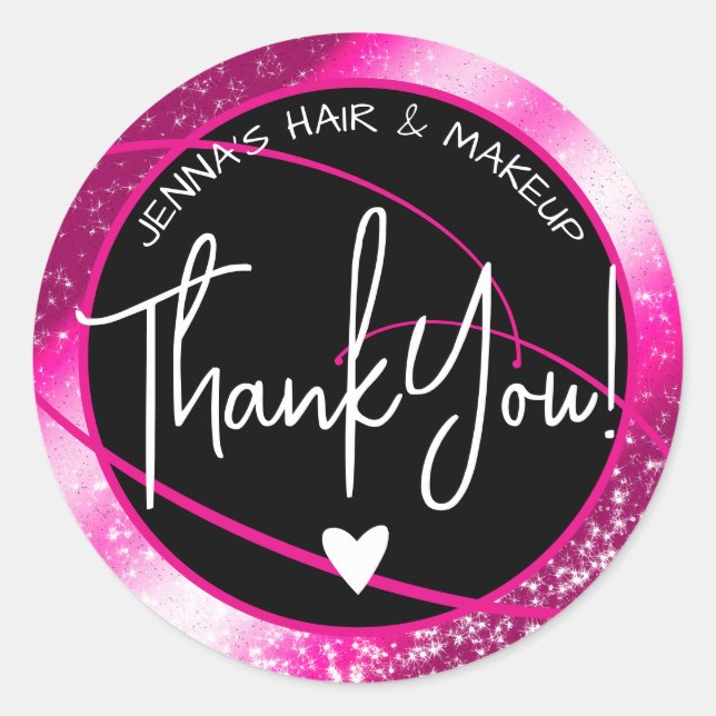 Eleganter Beauty Favor Labels Stilvoller Pink-Glit Runder Aufkleber (Vorderseite)