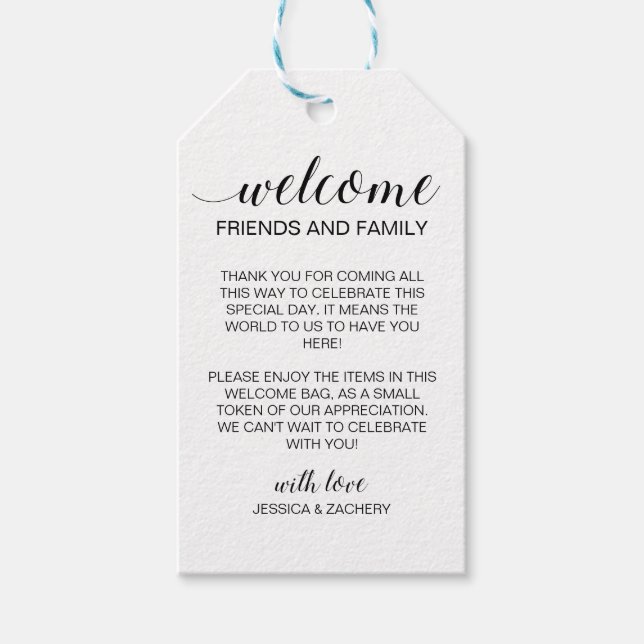 Eleganter Begrüßungskorb Geschenkanhänger (Vorderseite)