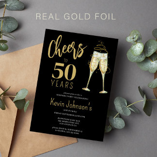 Eleganter Beifall zu 50 Jahren 50. Geburtstagspart Folieneinladung