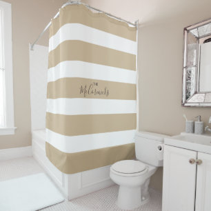 Eleganter Beige Braun Handschrift Familienname Duschvorhang