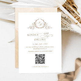 Eleganter Beige Cream Monogram UAWG Online QR Code Begleitkarte