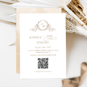 Eleganter Beige Cream Monogram UAWG Online QR Code Begleitkarte