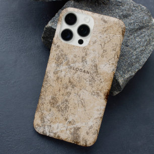Eleganter Beige Grunge Texture Individuelle Name iPhone 16 Pro Hülle
